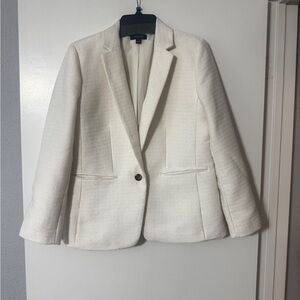 Ann Taylor Ivory Tailored Blazer with Textured Fabric